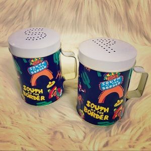 Vintage tin S&P salt pepper cactus shakers NEW
